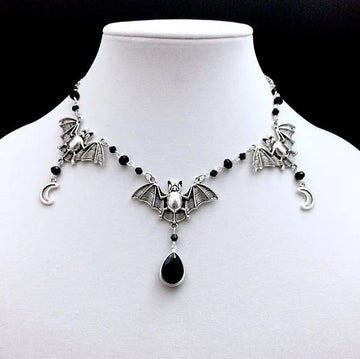 Halloween Diablo, Gothic Wizard Worship, Pagan Vintage Bat, Spider Web, Vampire Pendant Necklace, Women's Gift Jewelry - Charlie Dolly