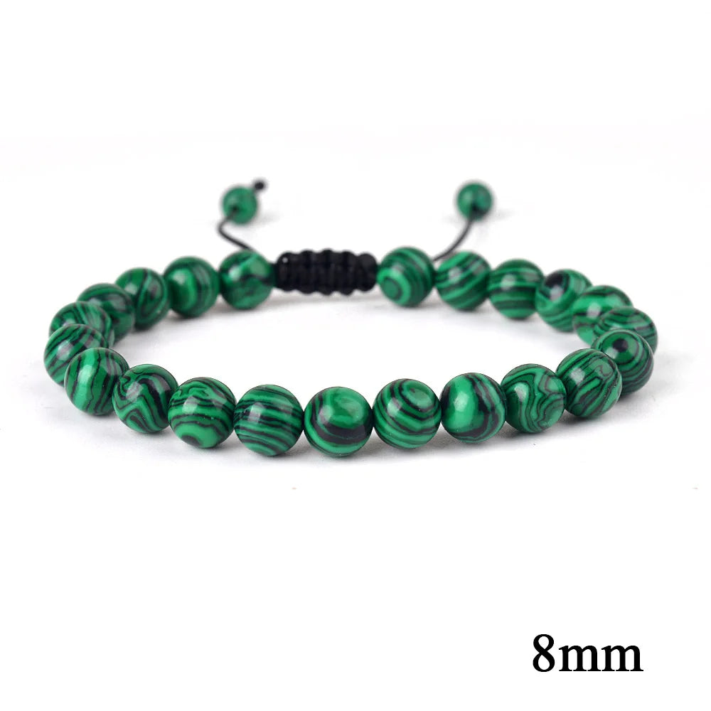 Natural Stone Beaded Bracelet — Tiger Eye, Agate & Lava