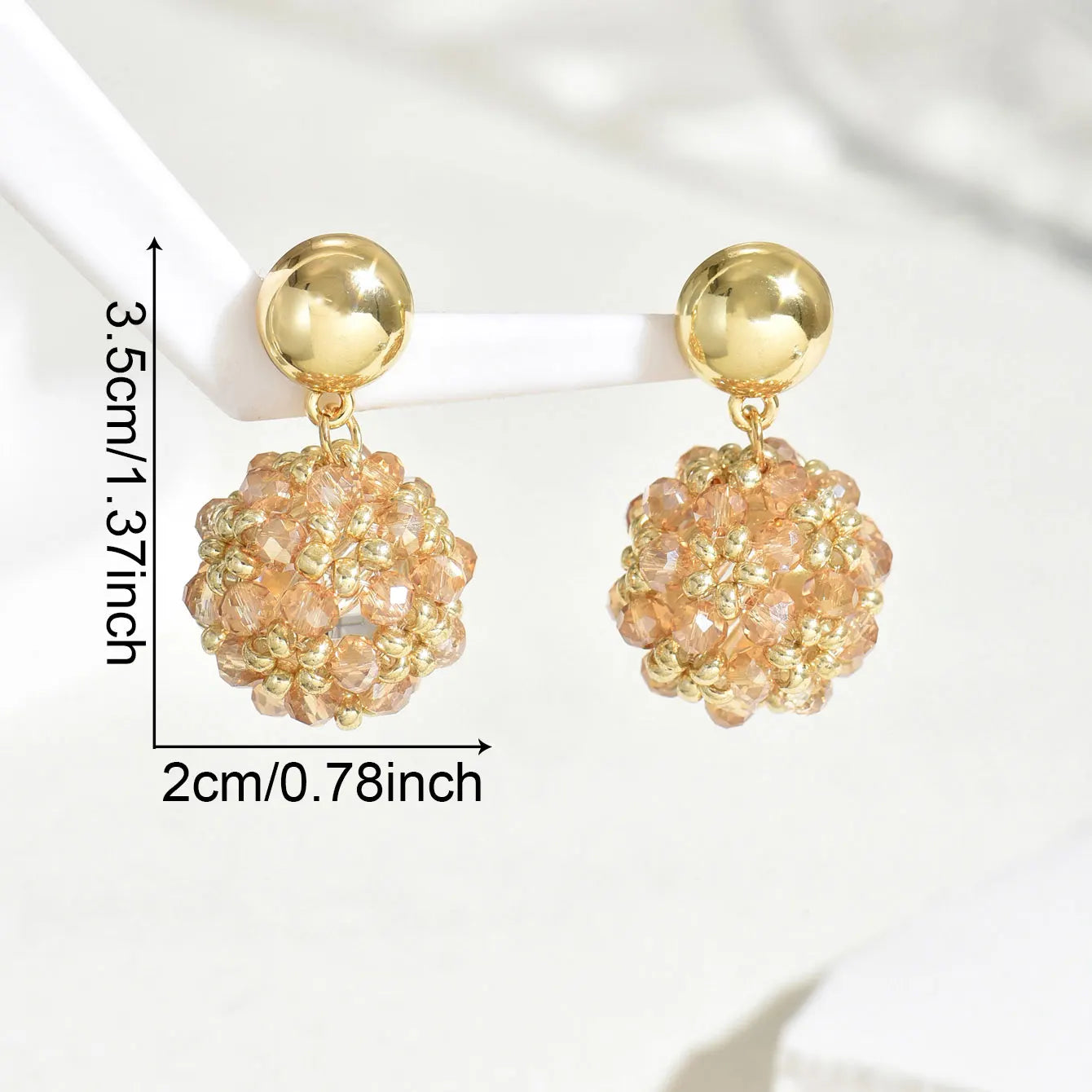 Crystal Ball Bead Handmade Drop Earrings Jewelry