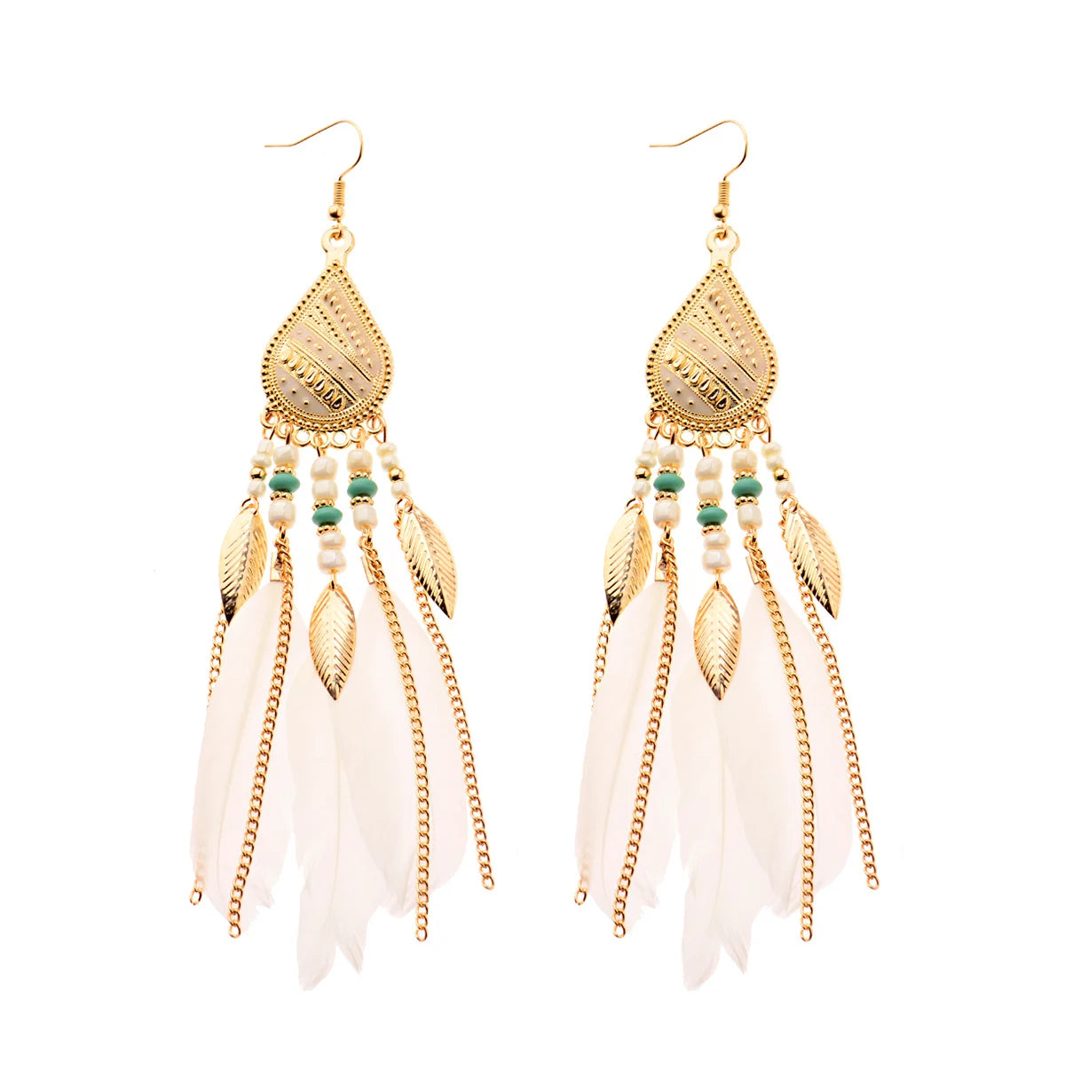 Dream Catcher Feather Leaf Tassel Earrings Jewelry