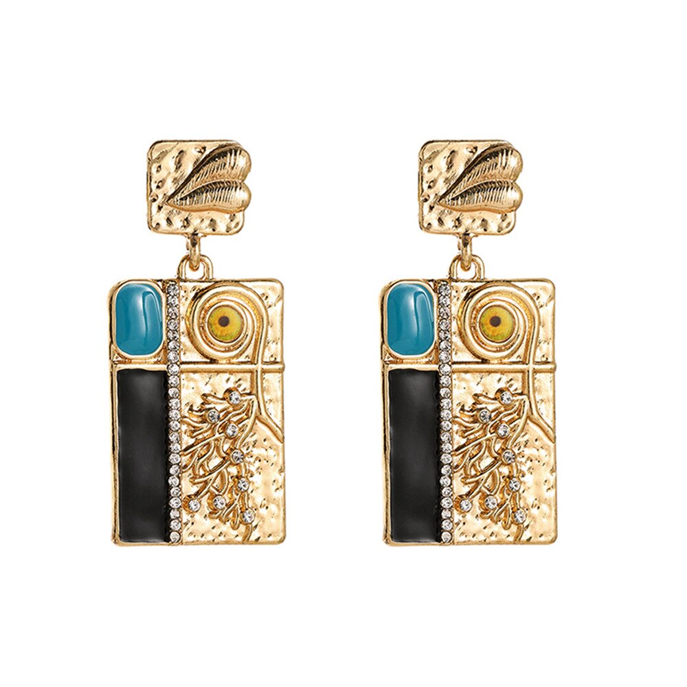 JUJIA Trendy Ethnic Love Heart Shape Evil Eye Drop Earrings For Women Vintage Statement Crystal Dangle Earring Jewelry Gift