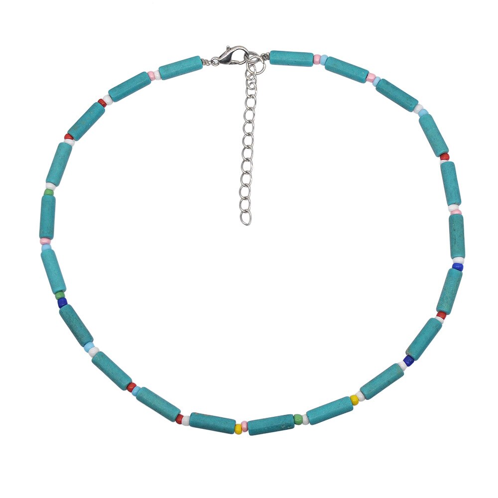 Handmade Beaded Shell Pendant Necklace Pearl Flower Clavicle Chain Vintage Turquoise Choker Necklace Jewelry for Women Gifts