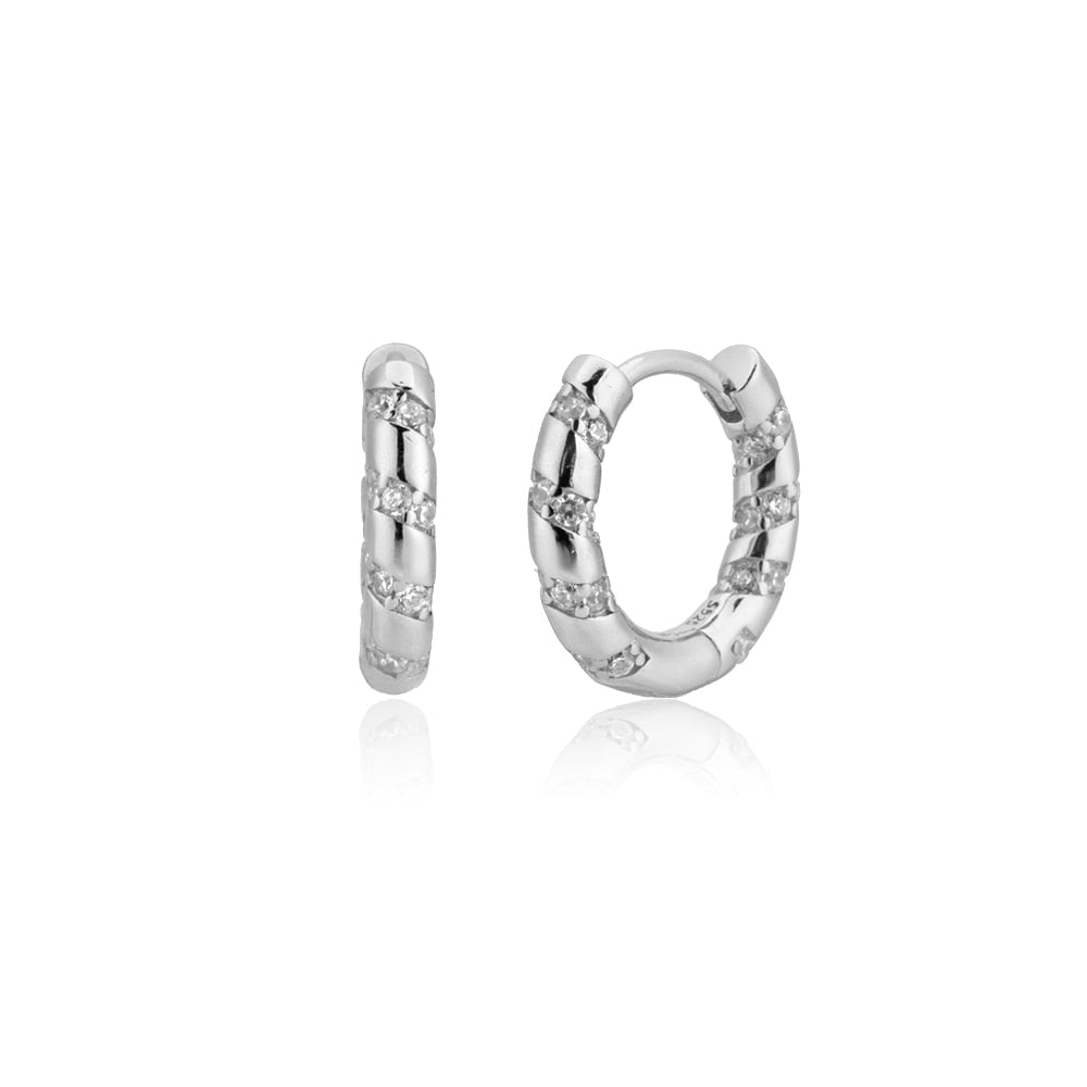 Andywen 100% 925 Sterling Silver Colorful Rainbow Clips Hoops Earring Huggies Middle 8mm Piercing Pendiente Women Circle Jewelry