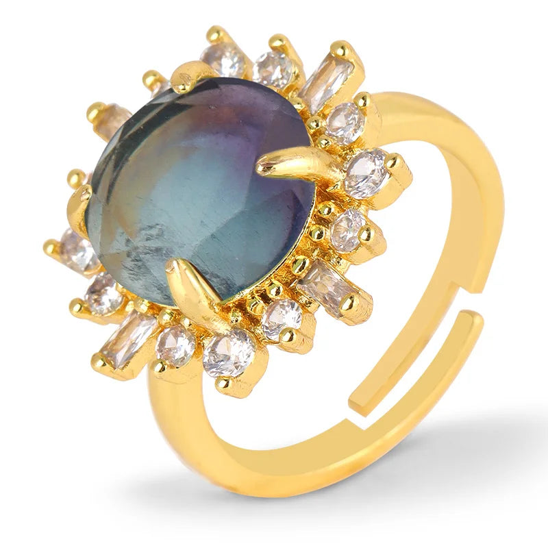 CSJA Vintage Silver Rings Natural Stone Amethyst Ring for Women Adjustable Design Handmade Fashion Jewelry Boho Accessories H765 - Charlie Dolly