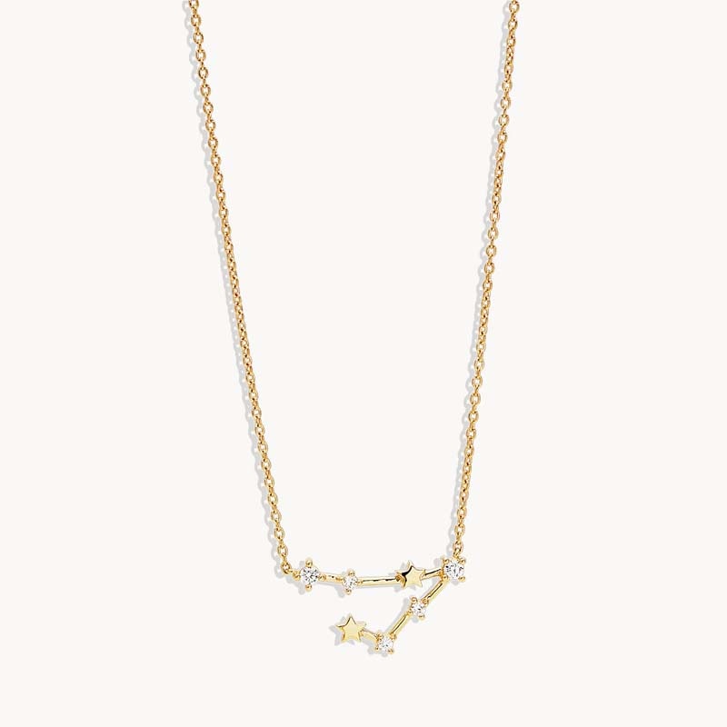 Aide 925 Sterling Silver Zodiac Sign 12 Constellation Pendant Necklaces Sparkling Zircon Charm Necklace for Women Birthday Gift
