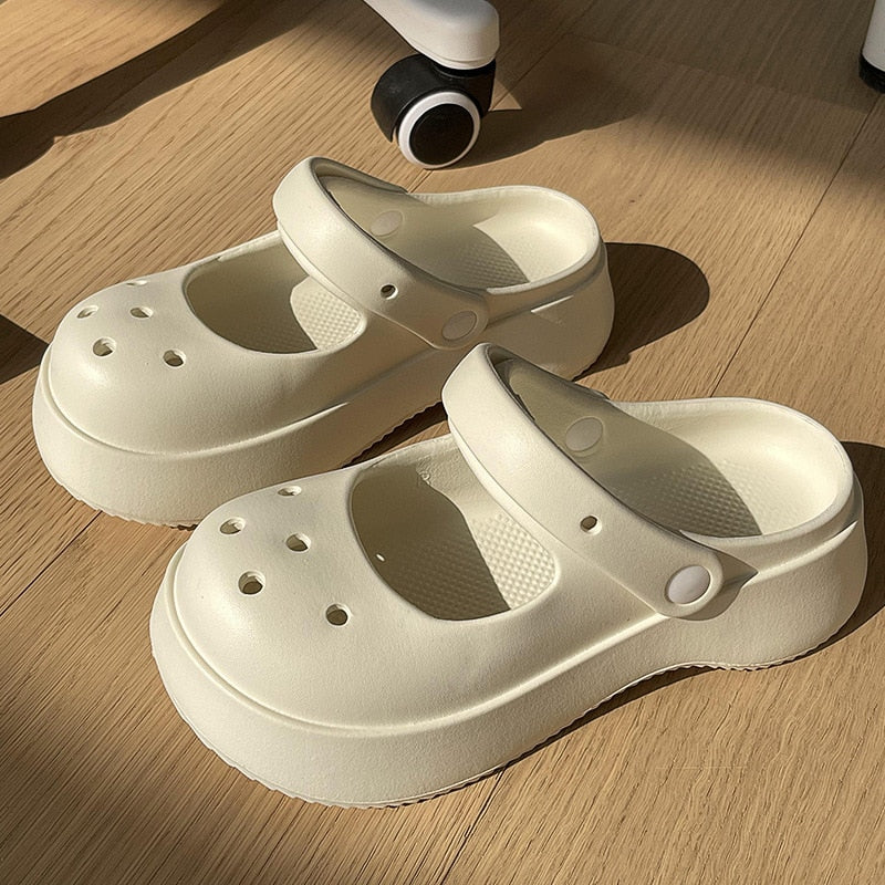 Close Toe Shoes for Women Summer Slippers with Thick Sole and Feet Feeling Cool Slippers for Women External Wear