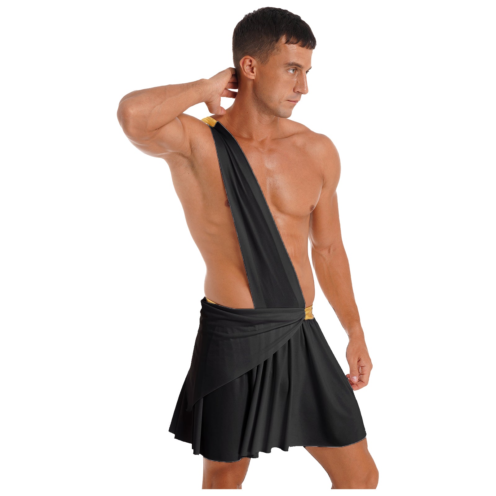 Men's Ancient Greek God Halloween Party Costume Cosplay One Shoulder Strap Skirts Knight Warrior Theatrical Performance Outfit - Charlie Dolly