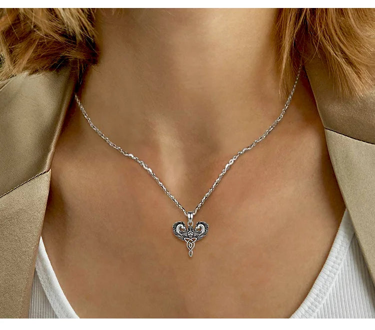 Celtic Horse Trinity Knot Necklace, S925 Sterling Silver