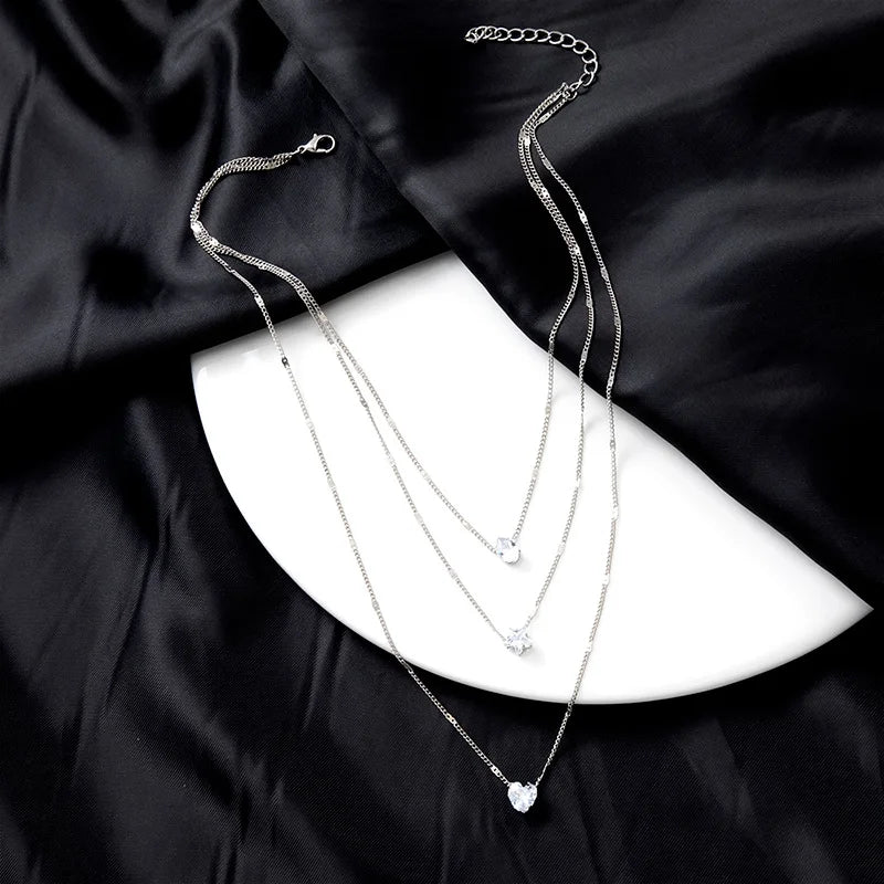 Trendy Zircon Pendant Multilayer Boho Choker Necklace