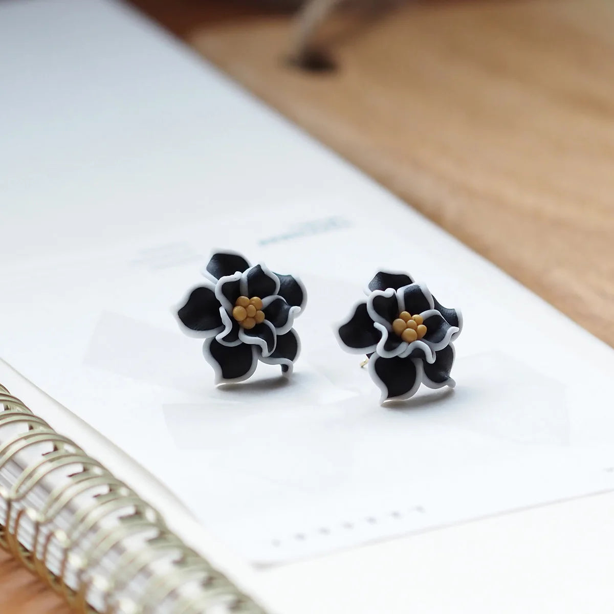 3D Clay Flower Statement Stud Earrings Jewelry