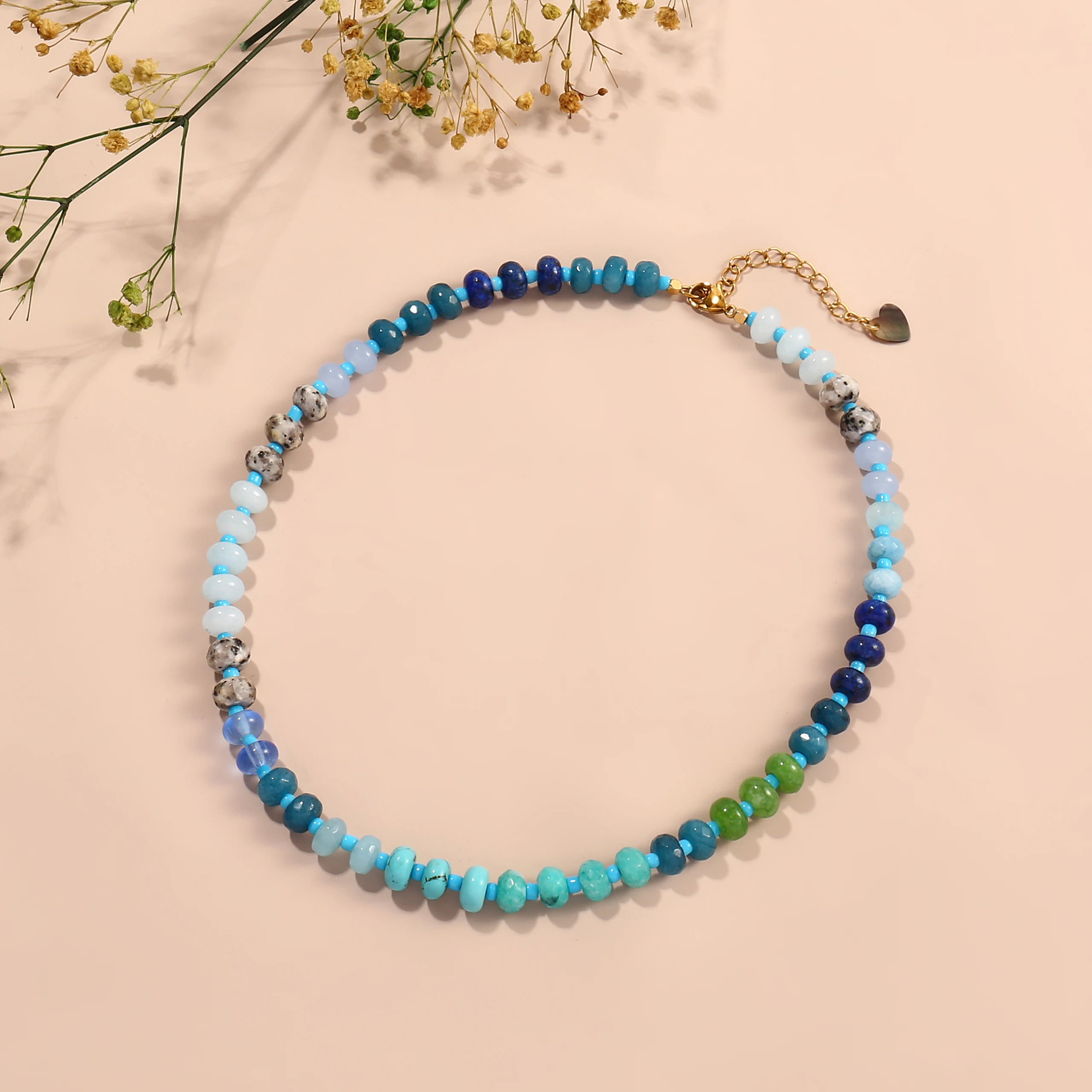 Badu الملونة الحجر الطبيعي الخرز القلائد للنساء البوهيمي الأحجار الكريمة مطرز المختنق الصيف الشاطئ العصرية بوهو مجوهرات هدية