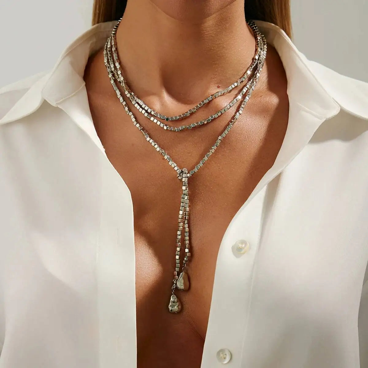 CCB Bead Y Shape Clavicle Chain Necklace Jewelry