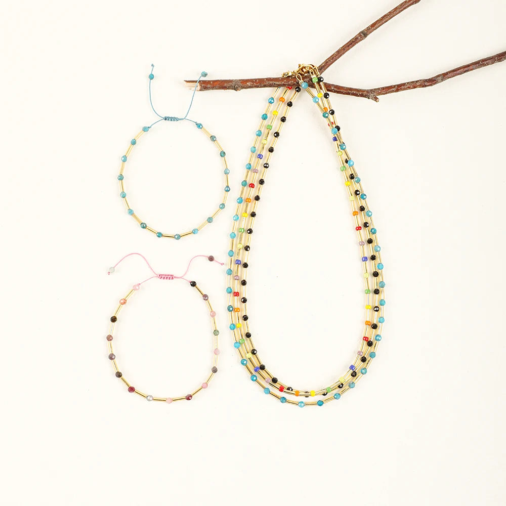 ZMZY Fashion Boho Necklace Women Jewelry Natural Stone Choker Healing Tiny Beads Clavicle Chain Crystal Agates Necklace - Charlie Dolly