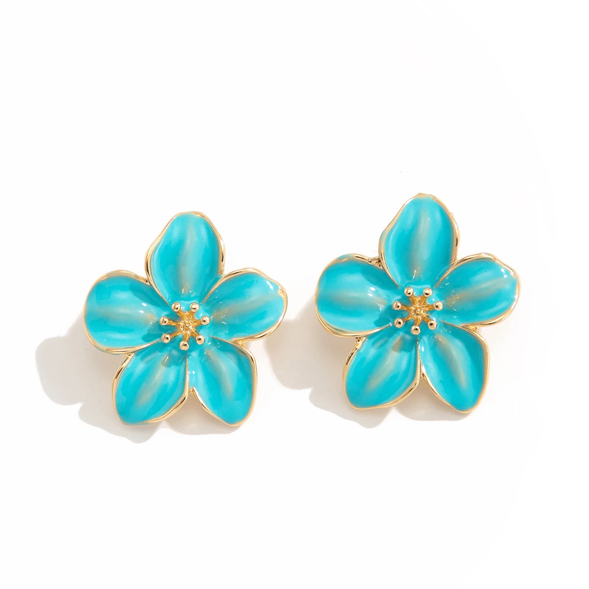 Enamel Petal Flower Stud Earrings Jewelry