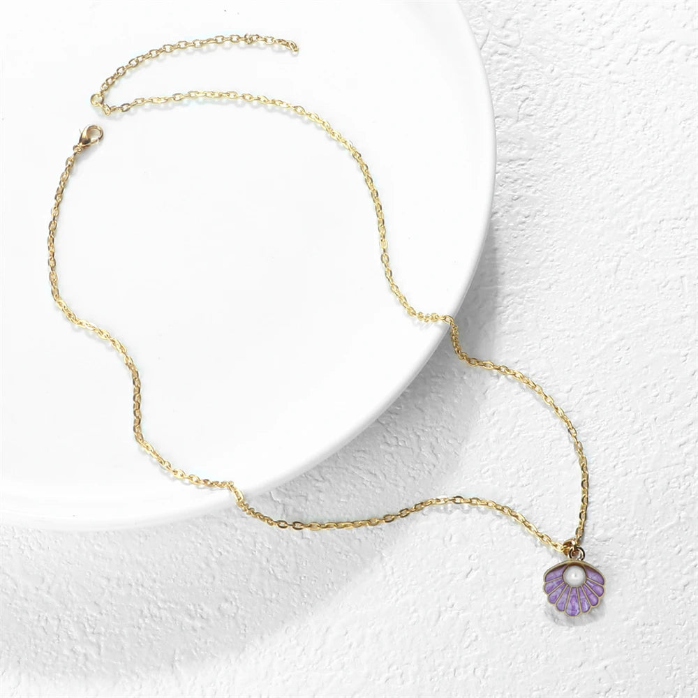 Shell and Pearl Pendant Boho Necklace