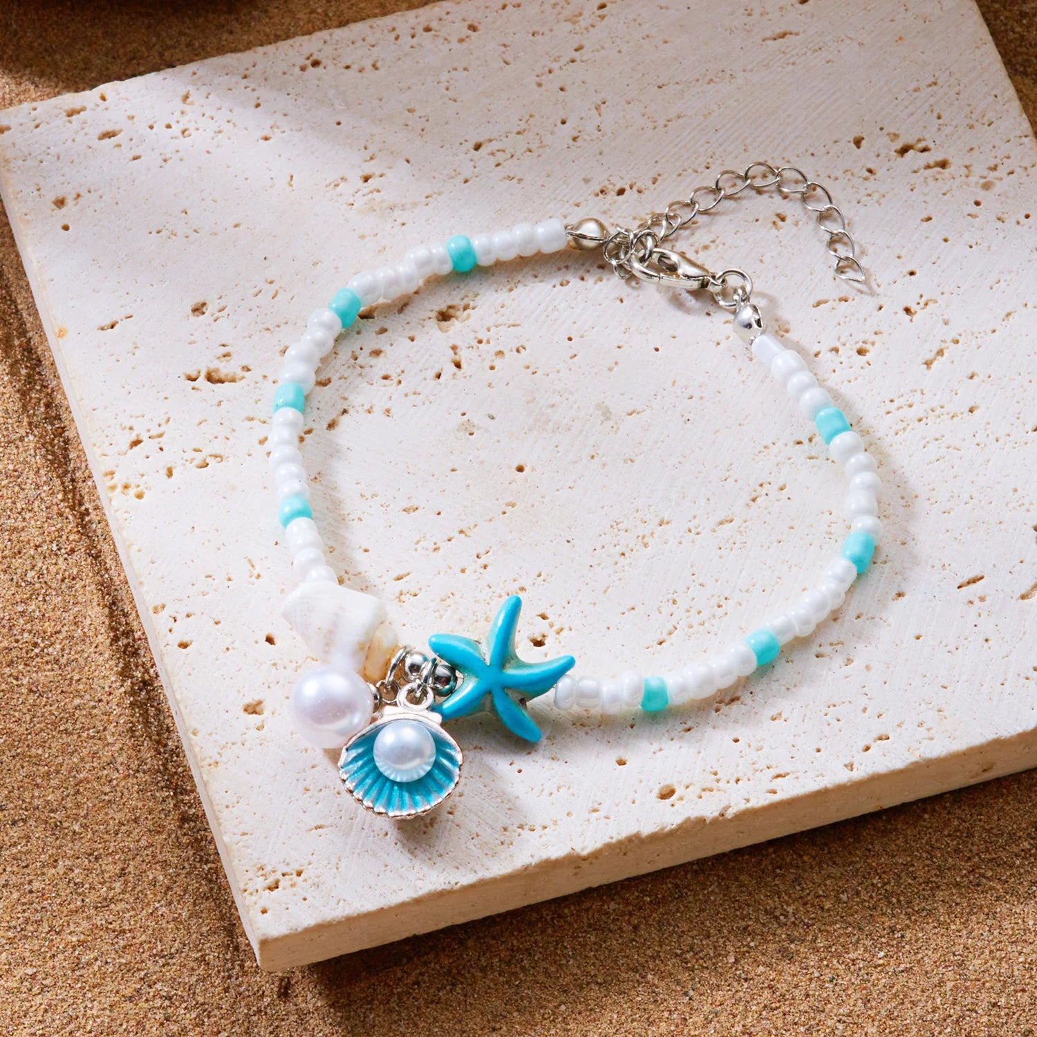 Natural Shell Chip and Conch Boho Bracelet