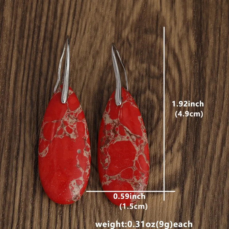 Red Jasper Teardrop Dangle Earrings