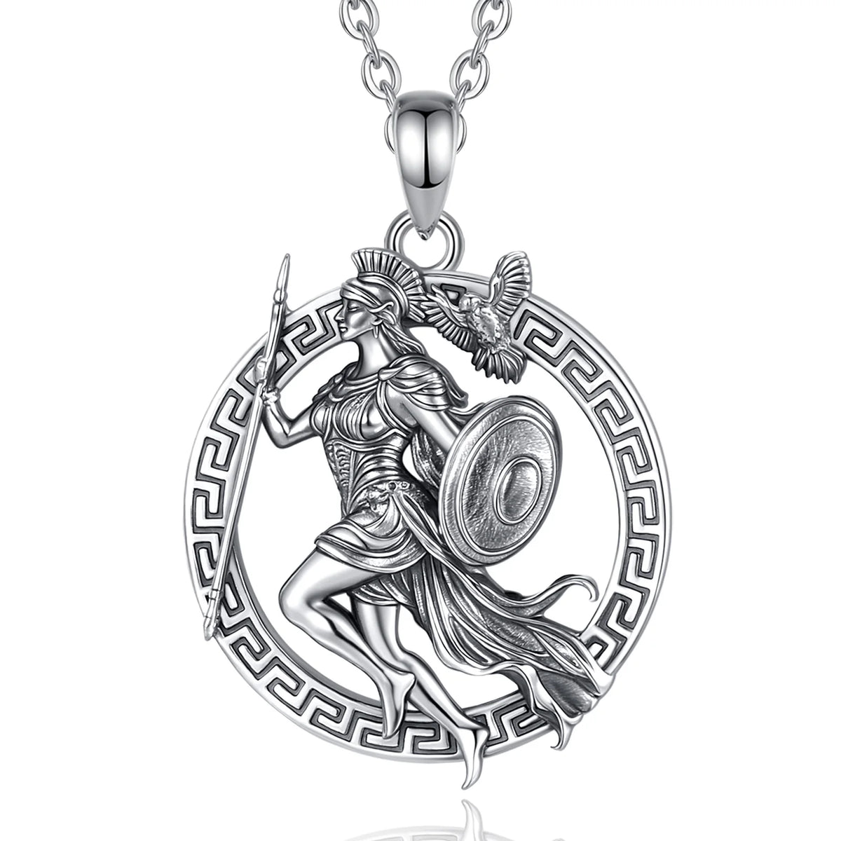 Athena Owl Amulet Necklace, S925 Sterling Silver