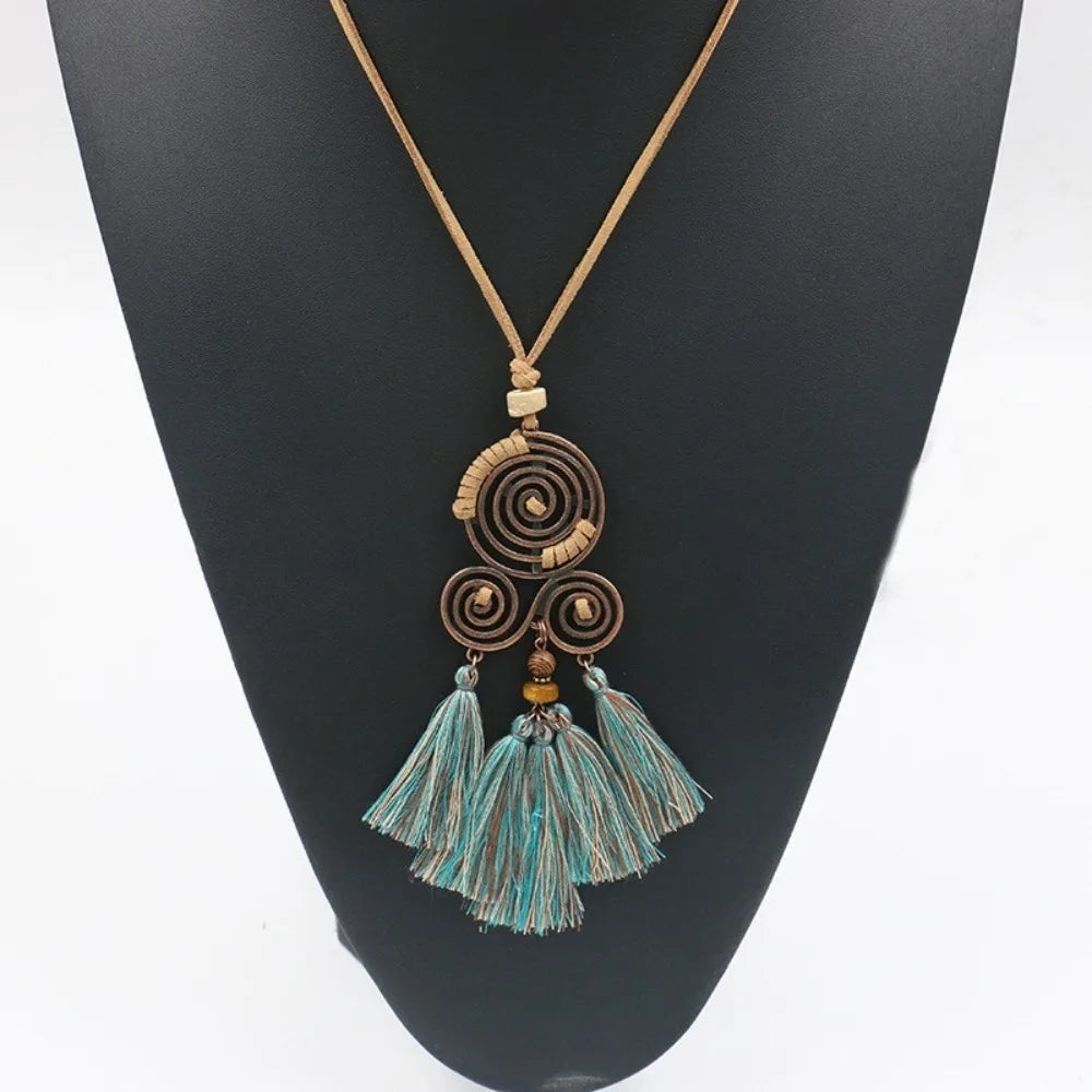 Long Flower Pendant Tassel Sweater Chain Necklace Jewelry