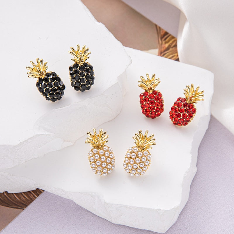 Pineapple Pearl Earrings French Retro High-quality Earrings Net Red Temperament Female Wave Earrings Prevent Allergy