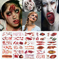 Halloween Temporary Tattoo Sticker Waterproof 3D Bite Mark Zombie Acars Wound Tattoo Sticker Halloween Party Cosplay Makeup Prop - Charlie Dolly