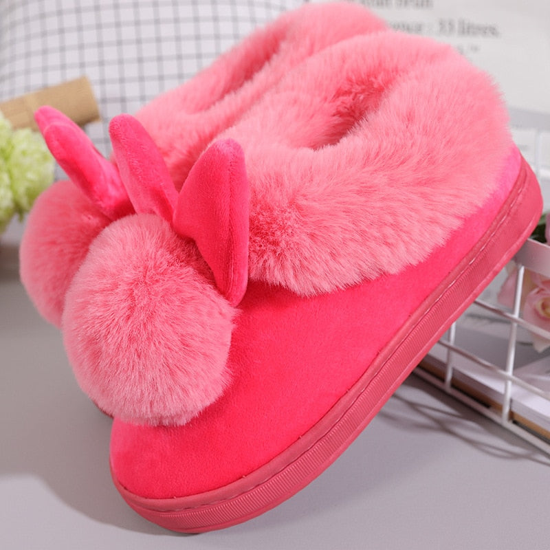 FONGIMIC Slippers For Women Winter Warm Cotton Slippers Ladies Winter Velvet Home Floor Thick Bottom Cartoon House leisure Shoes
