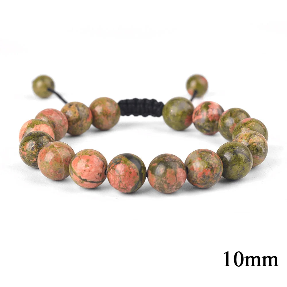 Natural Stone Beaded Bracelet — Tiger Eye, Agate & Lava