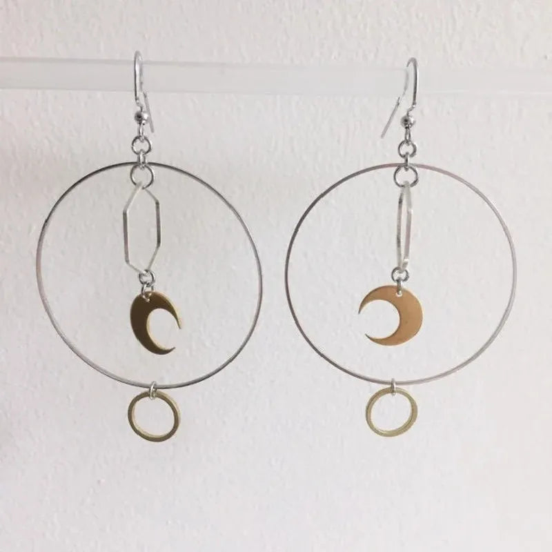 Crescent Moon Goddess Long Drop Earrings