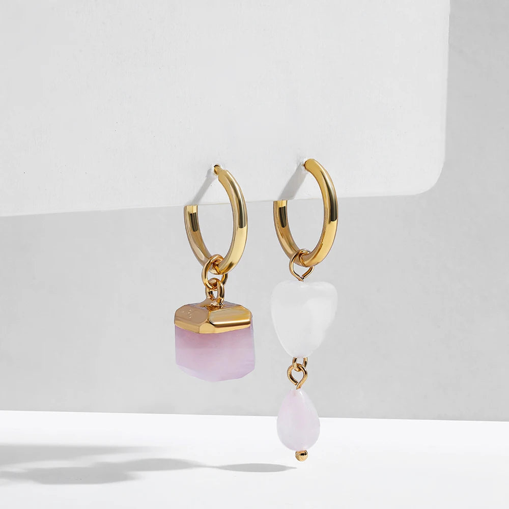 Agate Rectangle Bead Asymmetric Drop Earrings Jewelry