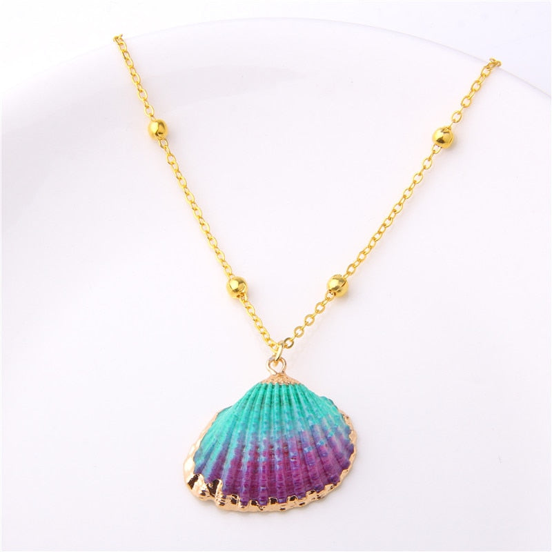 Boho Conch Shell Necklace Gold Color Beads Chain Necklace Women Simple Seashell Choker Necklace Summer Beach Jewelry Party Gift