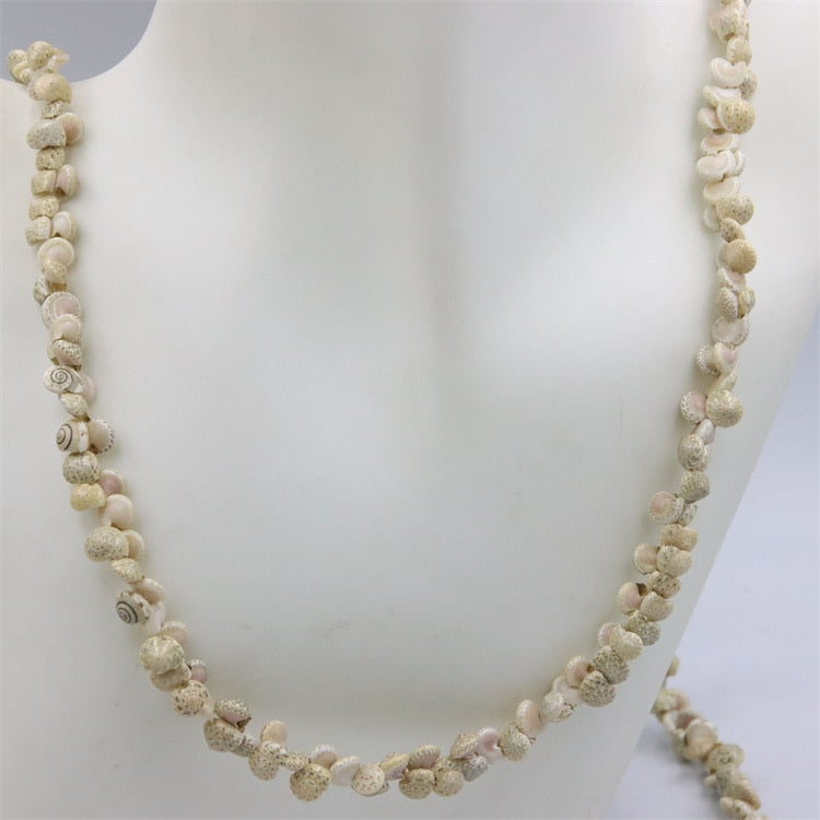 Trendy Fashion Jewelry Natural Sea Snail Shape Shell Beads Making Long Necklace Sweater Design For Women Party Gift Accessories