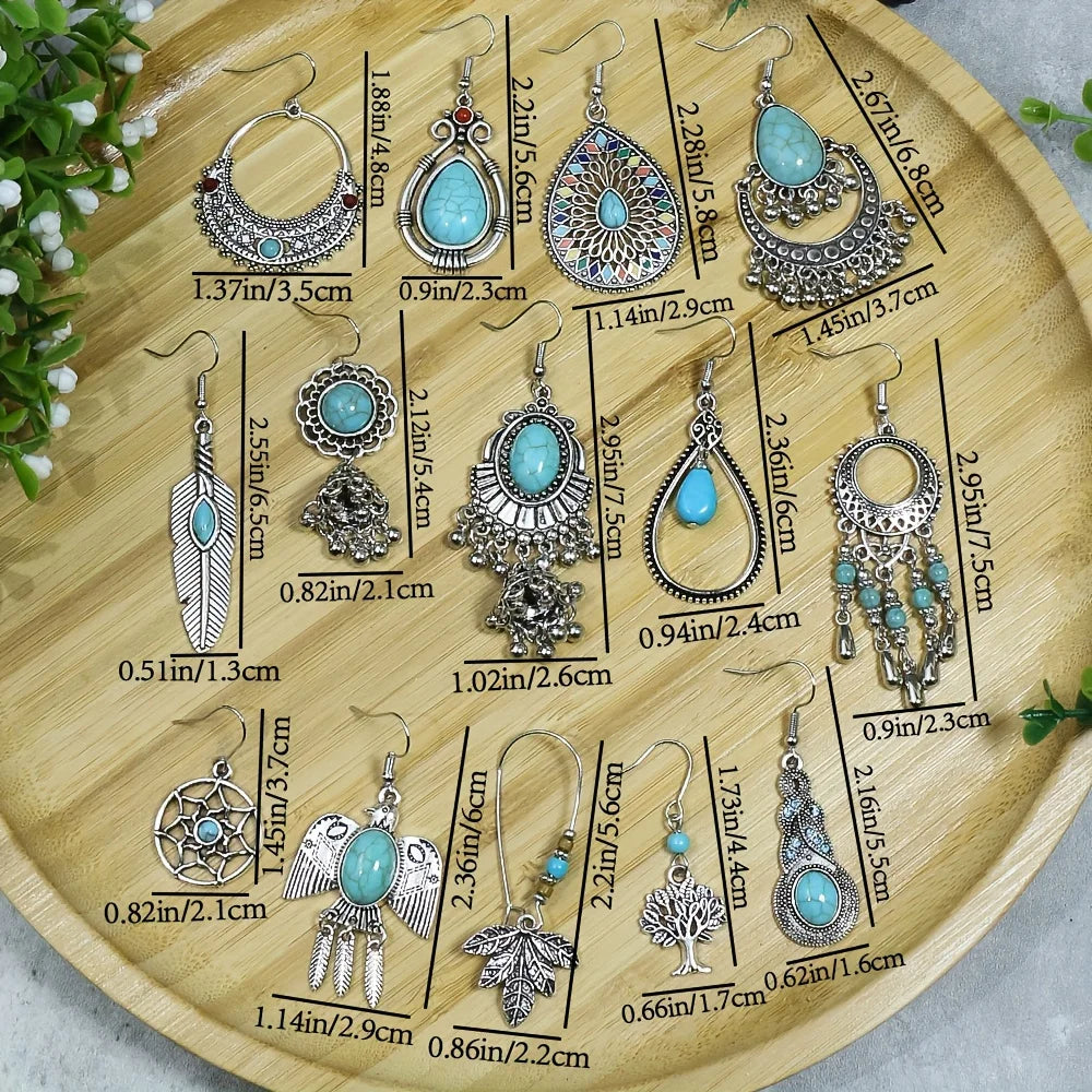 Turquoise Tree Of Life Earrings Set Jewelry