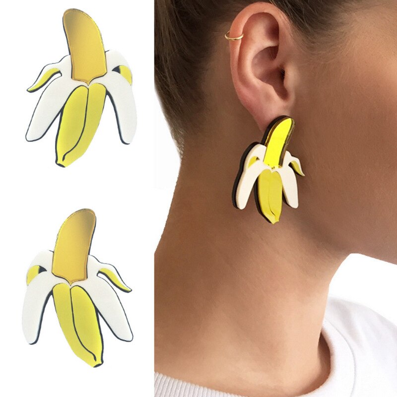 Acrylic Vegetables Fruits Summer Earrings For Girls Cute Cartoon Dragon Strawberry Watermelon Broccoli Pineapple Lemon Earrings