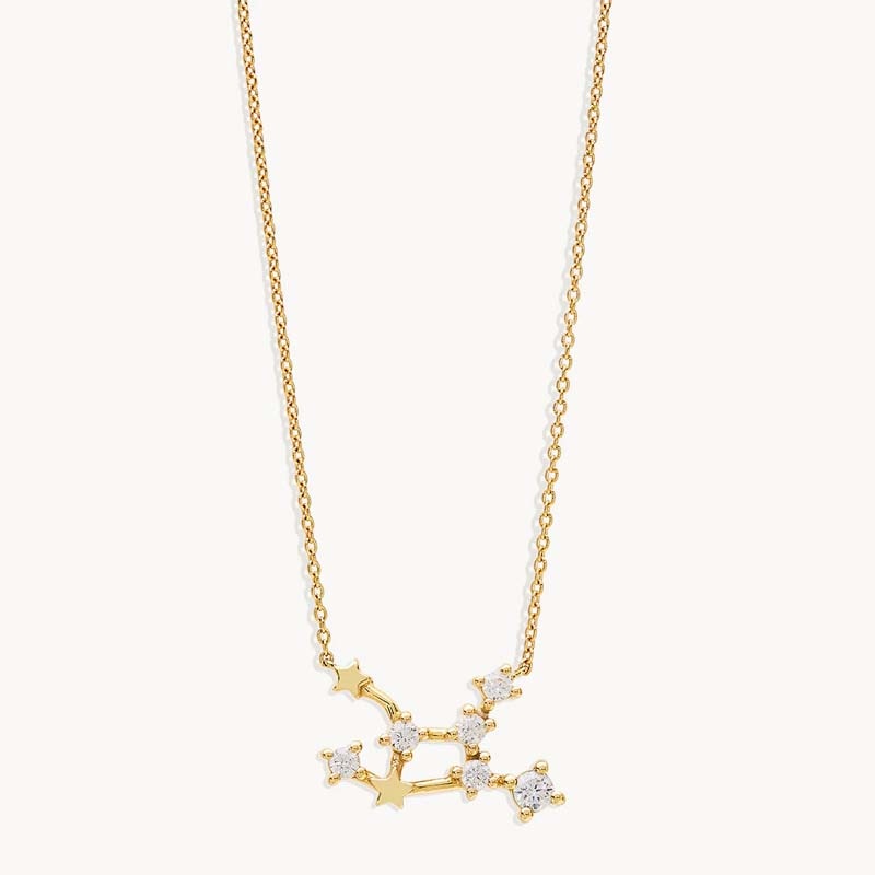 Aide 925 Sterling Silver Zodiac Sign 12 Constellation Pendant Necklaces Sparkling Zircon Charm Necklace for Women Birthday Gift