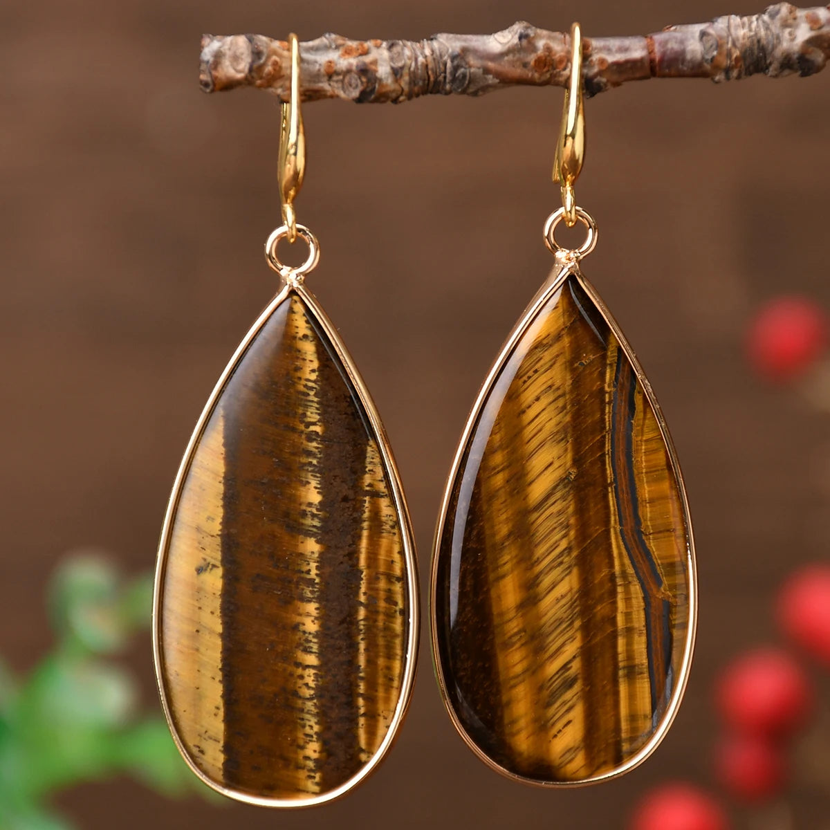 Yumfeel 1Pair Boho Colorful Natural Stone Dangle Earring Turquoise Round Teardrop Earring Retro Elegant Women Banquet Jewelry - Charlie Dolly