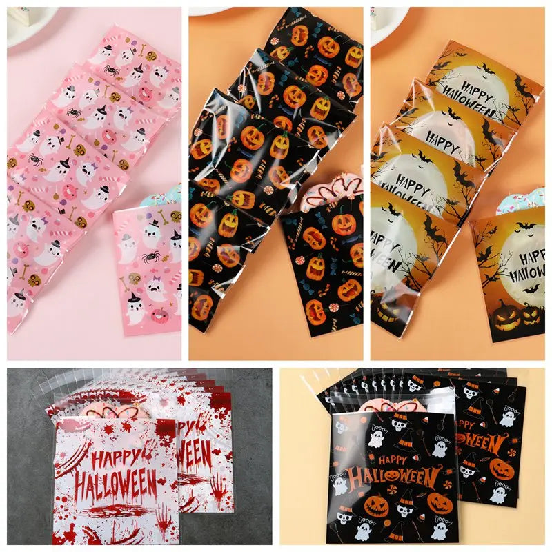 50PCS Halloween Candy Bags Halloween Party Decorations For Home 2024 Packaging Bag Pumpkin Party Ghost Halloween Decor Supplies - Charlie Dolly