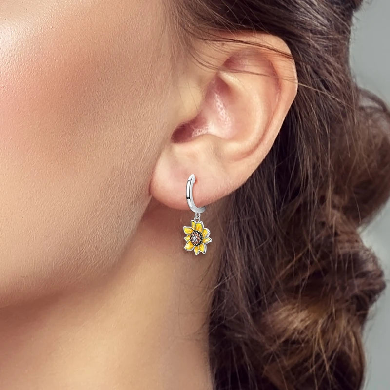 Sterling Silver Clover Butterfly Hoop Earrings Jewelry