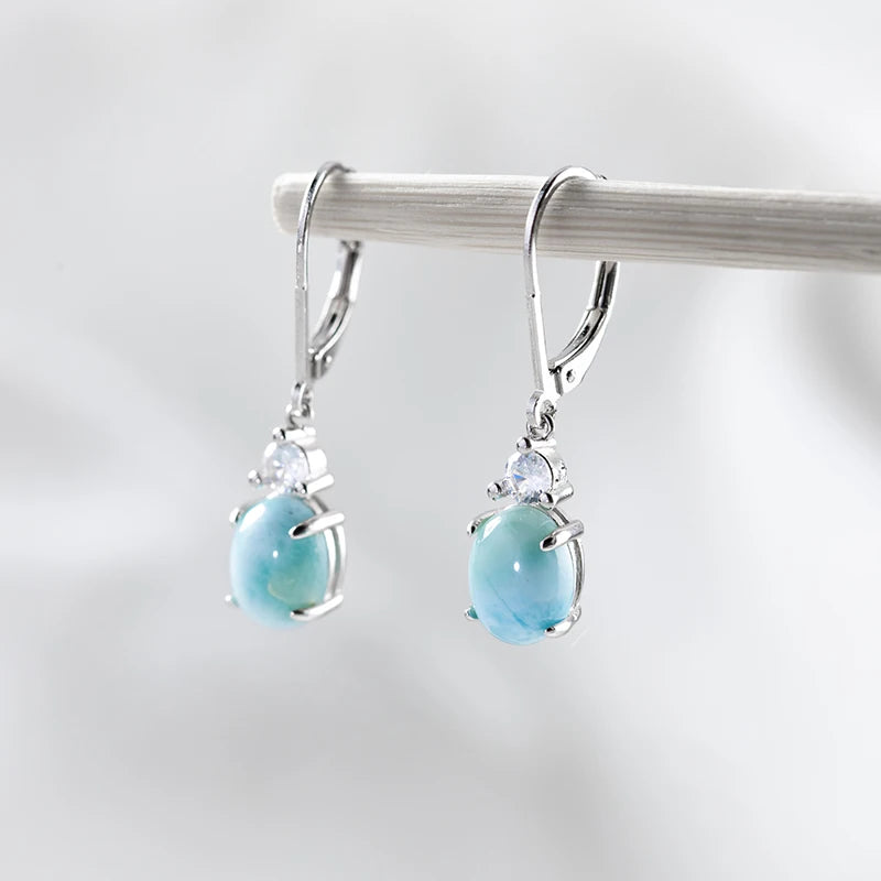 Larimar Sterling Silver Stud Earrings Jewelry
