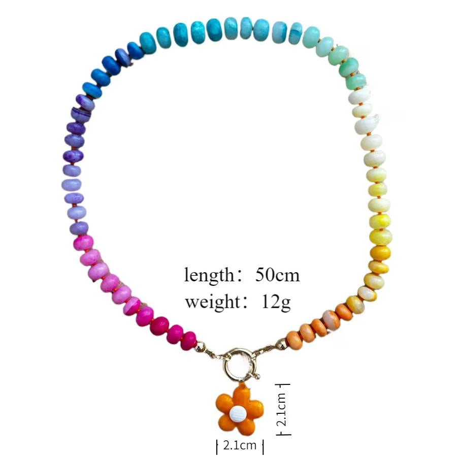 Chunky Rainbow Stone Beach Necklace