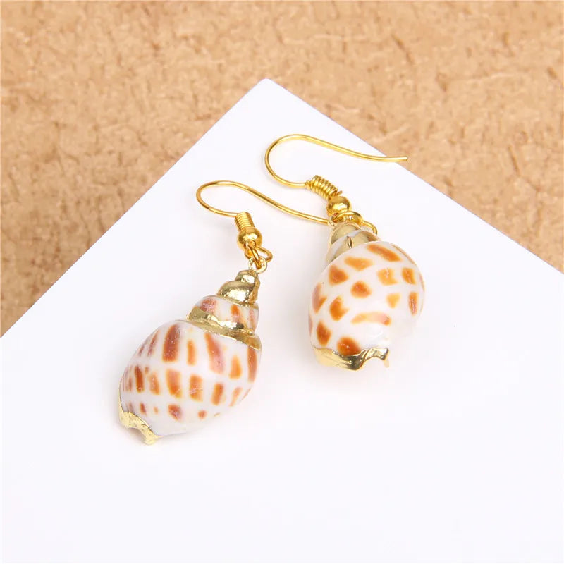 Natural Shell Scallop Drop Earrings Jewelry