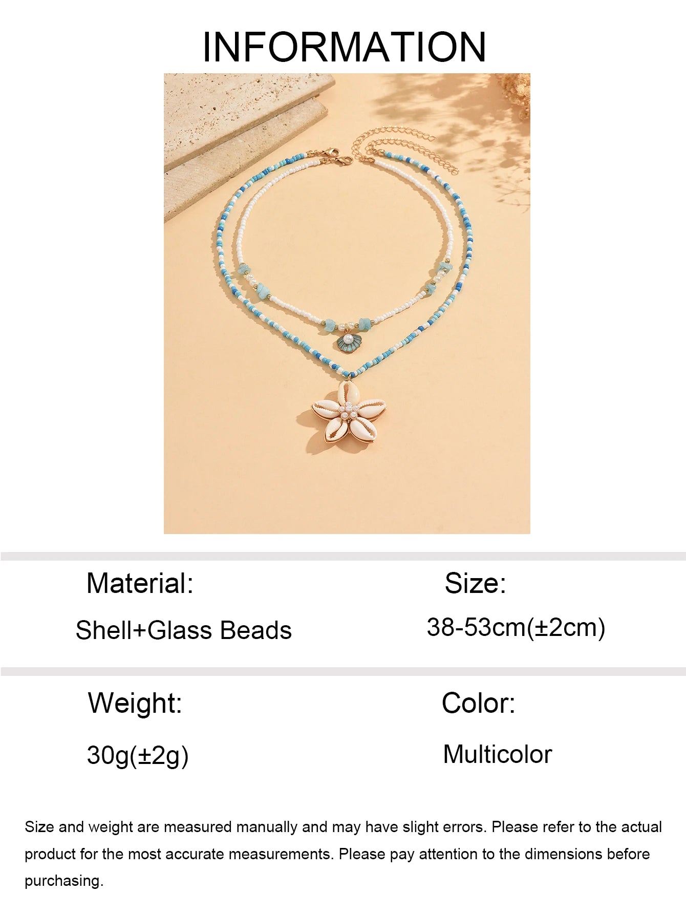 Layered Shell Flower Boho Necklace Set (2 Pieces)