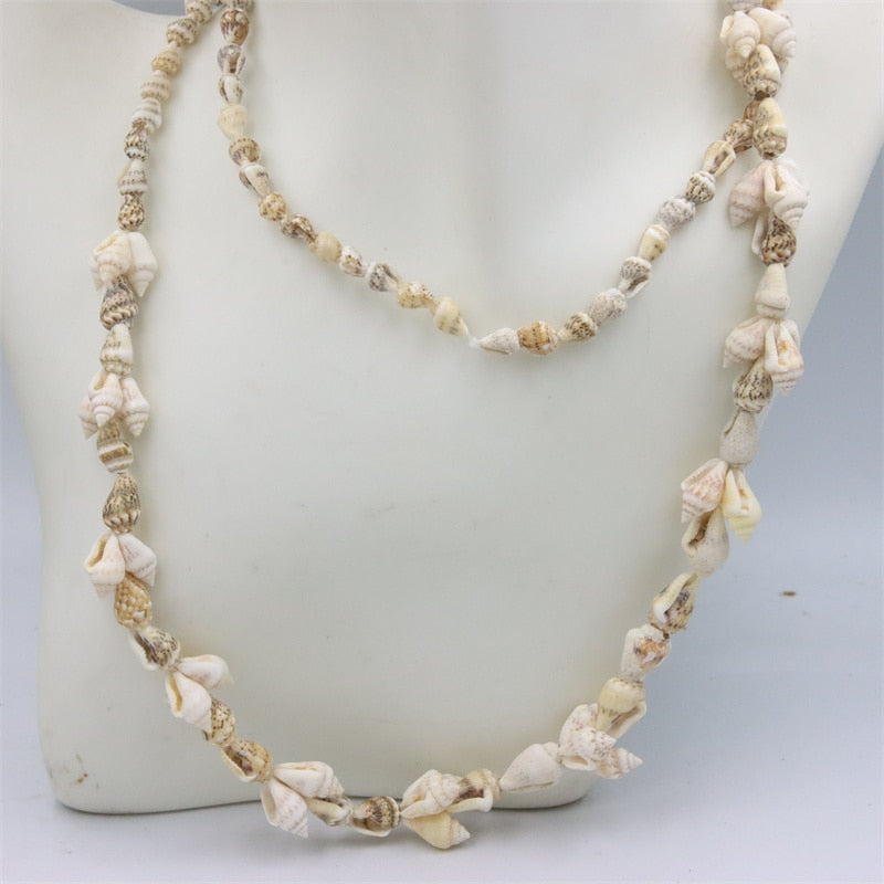 Trendy Fashion Jewelry Natural Sea Snail Shape Shell Beads Making Long Necklace Sweater Design For Women Party Gift Accessories