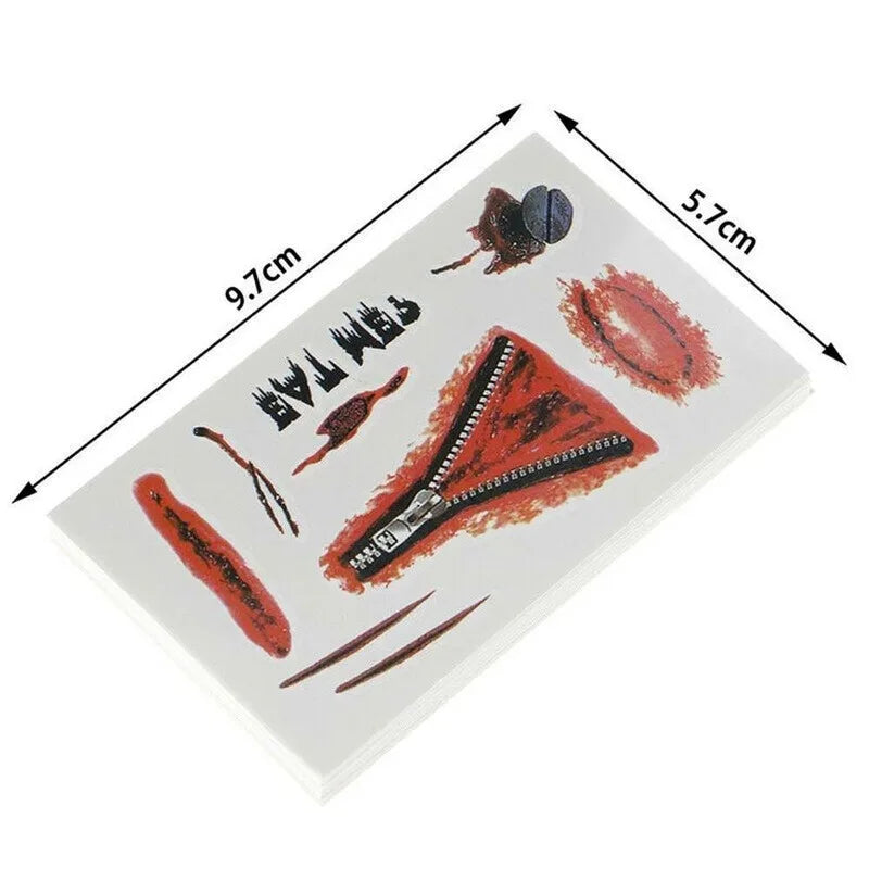 Halloween Temporary Tattoo Sticker Waterproof 3D Bite Mark Zombie Acars Wound Tattoo Sticker Halloween Party Cosplay Makeup Prop - Charlie Dolly