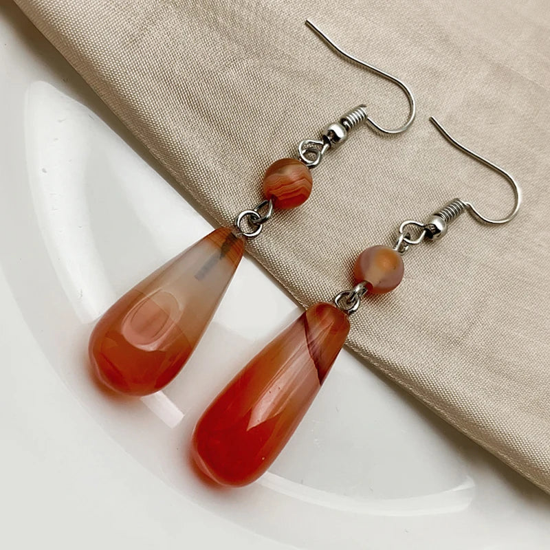Malachite Tiger Eye Statement Drop Earrings Jewelry