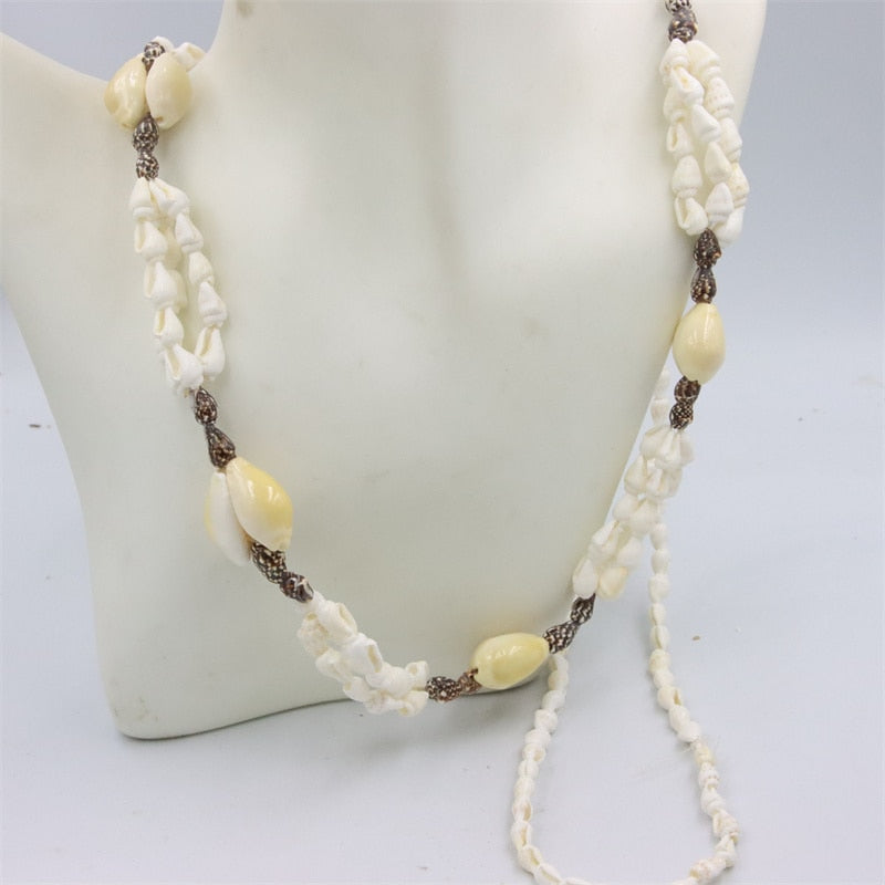 Trendy Fashion Jewelry Natural Sea Snail Shape Shell Beads Making Long Necklace Sweater Design For Women Party Gift Accessories