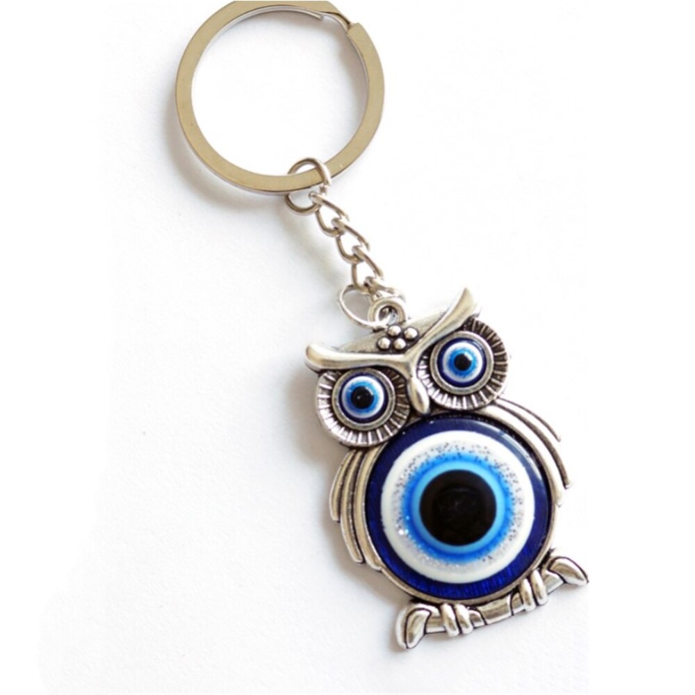 Lucky Owl Greek Turkish Blue Evil Eye Key Chain Car Key Pendant Animal Fashion Keychain Holder Bag Accessories Jewelry Wholesale