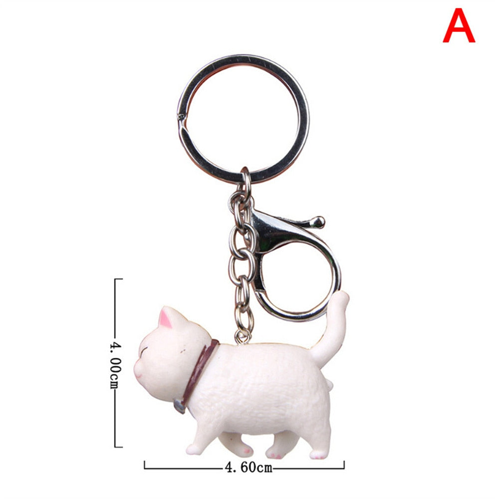 Cute Cat Animal Key Rings Kawaii Japan Kitten Car Keychain Bag Pendant Gift For Women Girls Pet Lovers Decoration