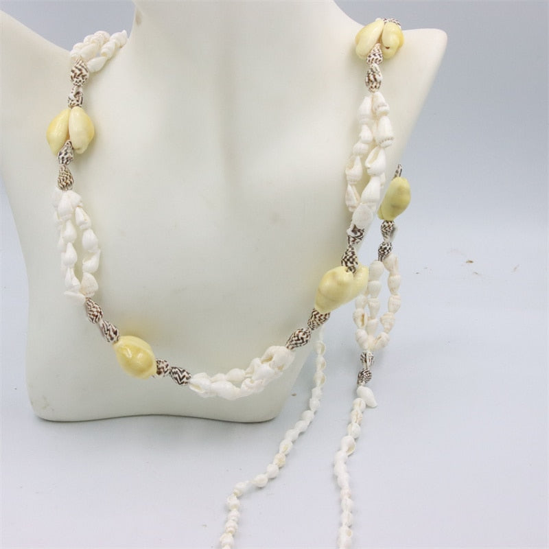 Trendy Fashion Jewelry Natural Sea Snail Shape Shell Beads Making Long Necklace Sweater Design For Women Party Gift Accessories