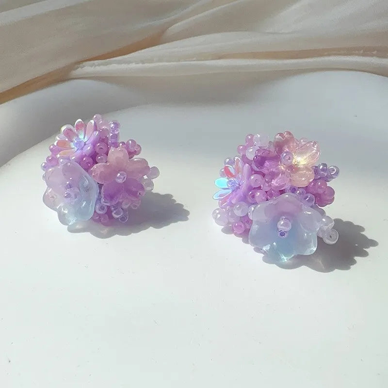 Floral Tassel Long Statement Earrings Jewelry