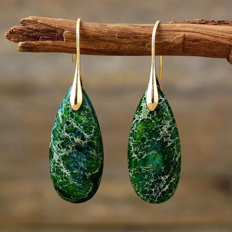 Natural Stone Geometric Pendant Earrings